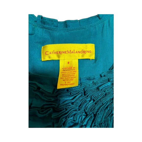 Catherine Malandrino Teal Pleated Floral Dress - Picture 3 of 5